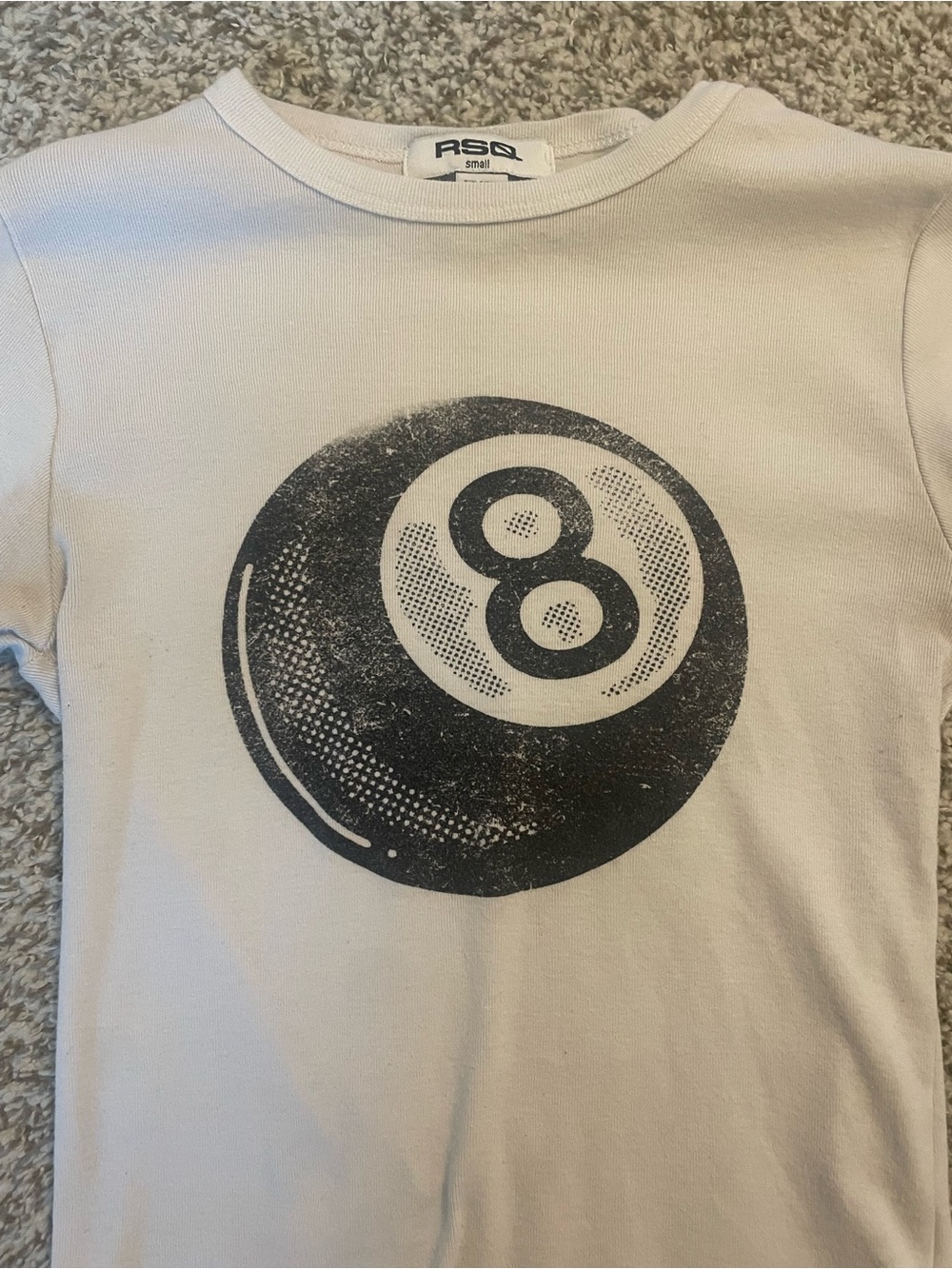 RSQ Cream Tee with Black 8-Ball Graphic